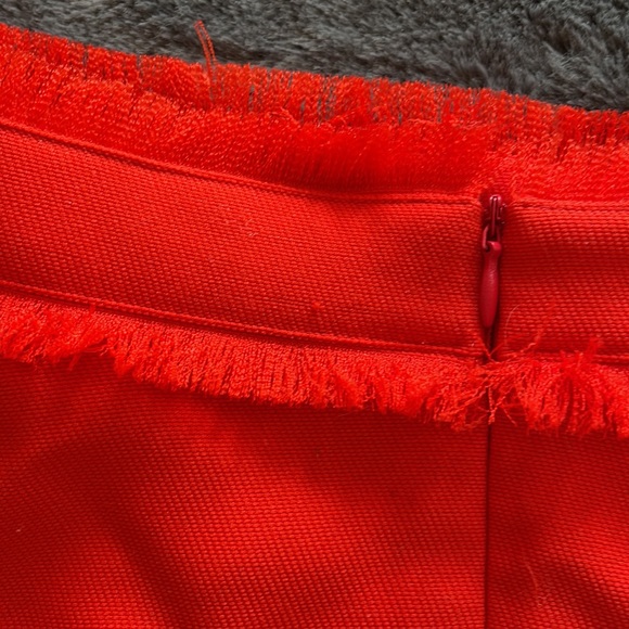 Orange Midi Skirt Fringe Bright Vibrant Mod Circle Flare Knee Length Size Medium - Picture 7 of 8